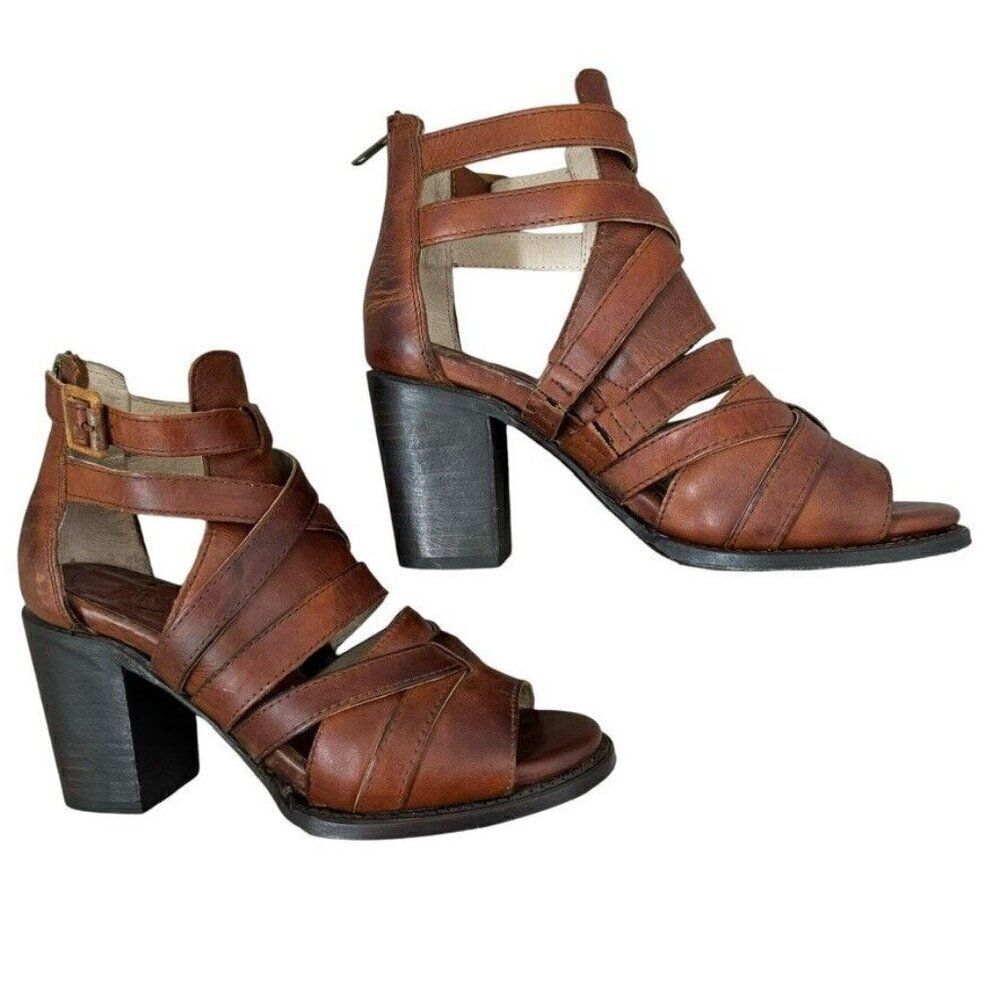 Freebird By Steven Womens Claw Brown Leather Heeled Sandel Sz 8 - Picture 2 of 11